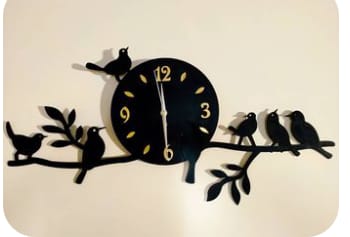 Sparrows On Tree Branch  Wall Clock Wooden material