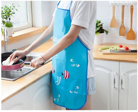 Women Waterproof Sleeveless Cartoon Kitchen Cooking Apron - Beautiful Funky Color Apron (Random Color)