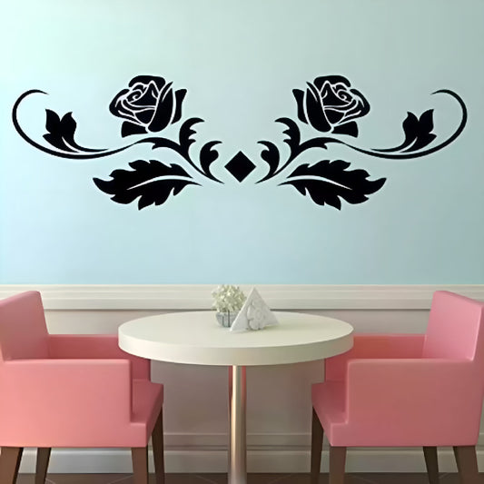 Wooden Flower Rose Floral Wall Sticker