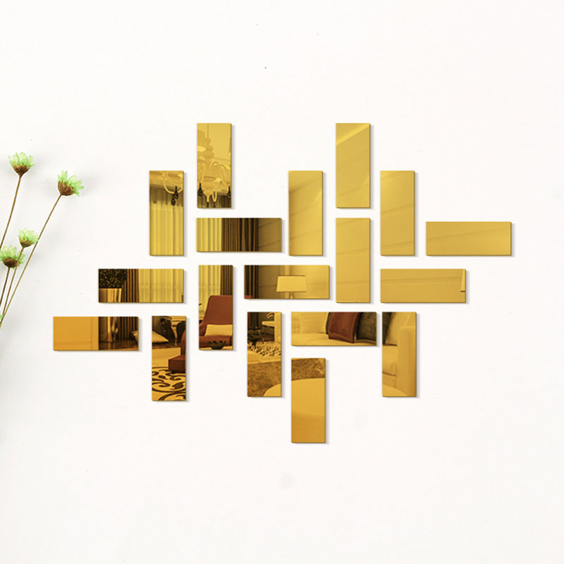 18pcs/set Fashion Mirror Brick Wall Sticker (Golden)