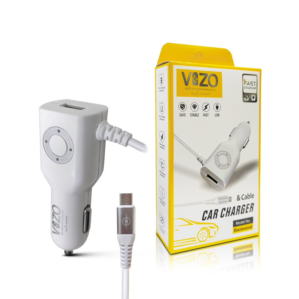 VIZO Daimond Car | Android Iphone Phone Charger with Data Cable | Travel Charger