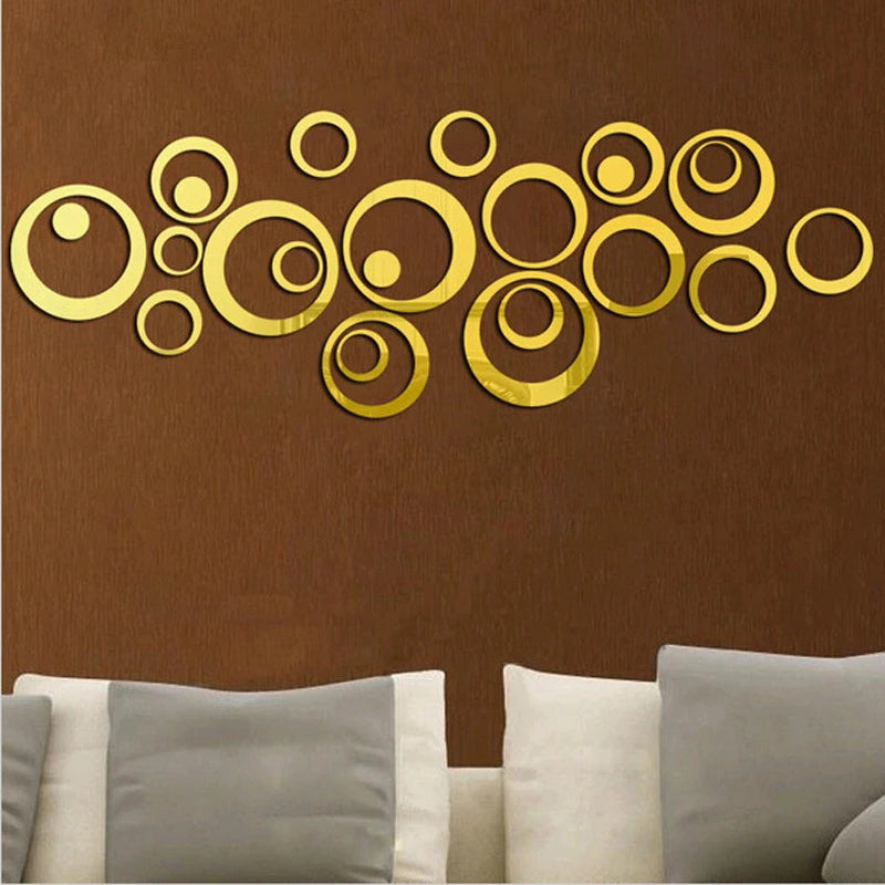 3D Mirror Wall Stickers Round Acrylic Wall Sticker (20 pcs)