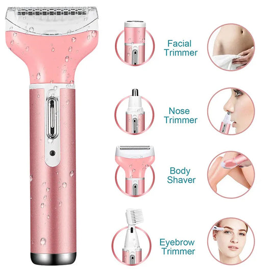 4 in 1 Electric Eyebrow Hair Shaver Painless Lip Nose Facial Hair Remover Multifunctional Eyebrow Razor for Women Men