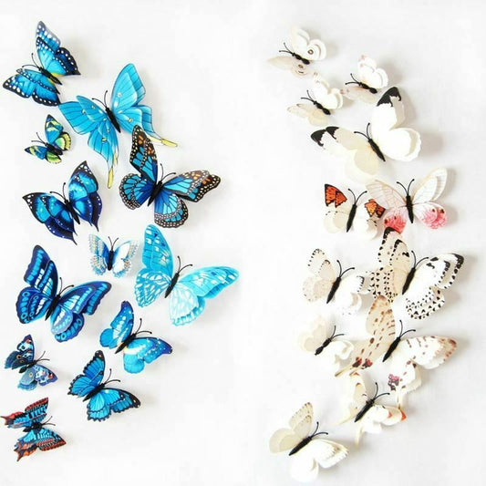 (12pc) 3D Butterflies Wall Stickers Home Decor Wall Decals Kids Room TV Wall Stickers (Random Color)