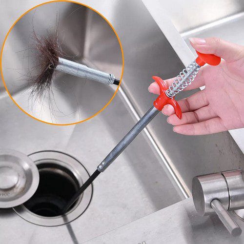 Stainless Steel Hair Catching Drain Cleaner Wire Spring Sink Cleaning Stick (60 cm size)