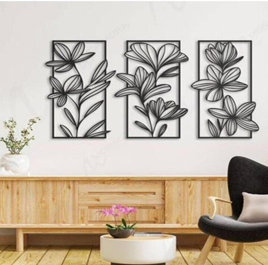 3 pec set  beautiful floral artwork Flowers  Wall decorations  MDF material