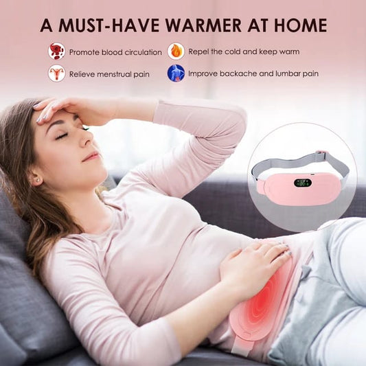 Period Pain Cramp Relief Belt -Portable Menstrual Heating Pad, Heated Belly Belt for Menstrual Cramp Relief with 3 Heat Levels and 4 Modes