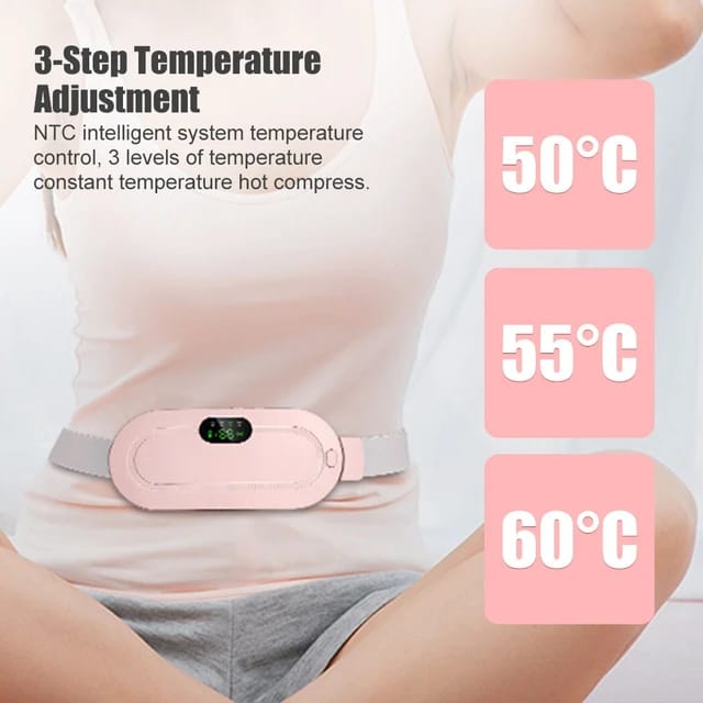 Period Pain Cramp Relief Belt -Portable Menstrual Heating Pad, Heated Belly Belt for Menstrual Cramp Relief with 3 Heat Levels and 4 Modes