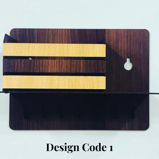 Wooden Key Holder With Tissue Holder