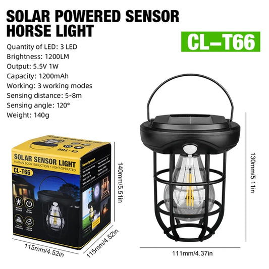 Solar Hang Lamp 1pc Solar Powered Outdoor Camping Lamp With Motion Sensor &amp; Tungsten Wire )