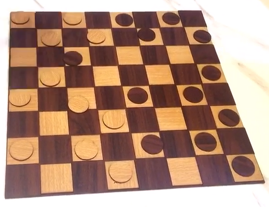 Wooden Checkers Game