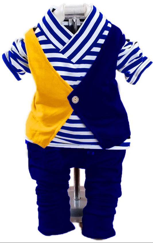 Western Cross Stripe Style Winter Dress For Boys and girls ( Colour ; Blue)