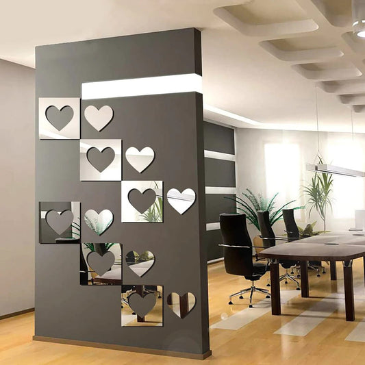 Acrylic mirror wall stickers 6 inch square size approx( Heart Shaped )