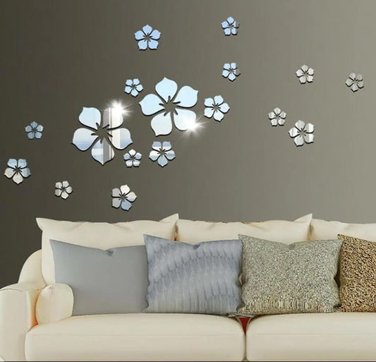 Acrylic mirror wall stickers 20 flower set