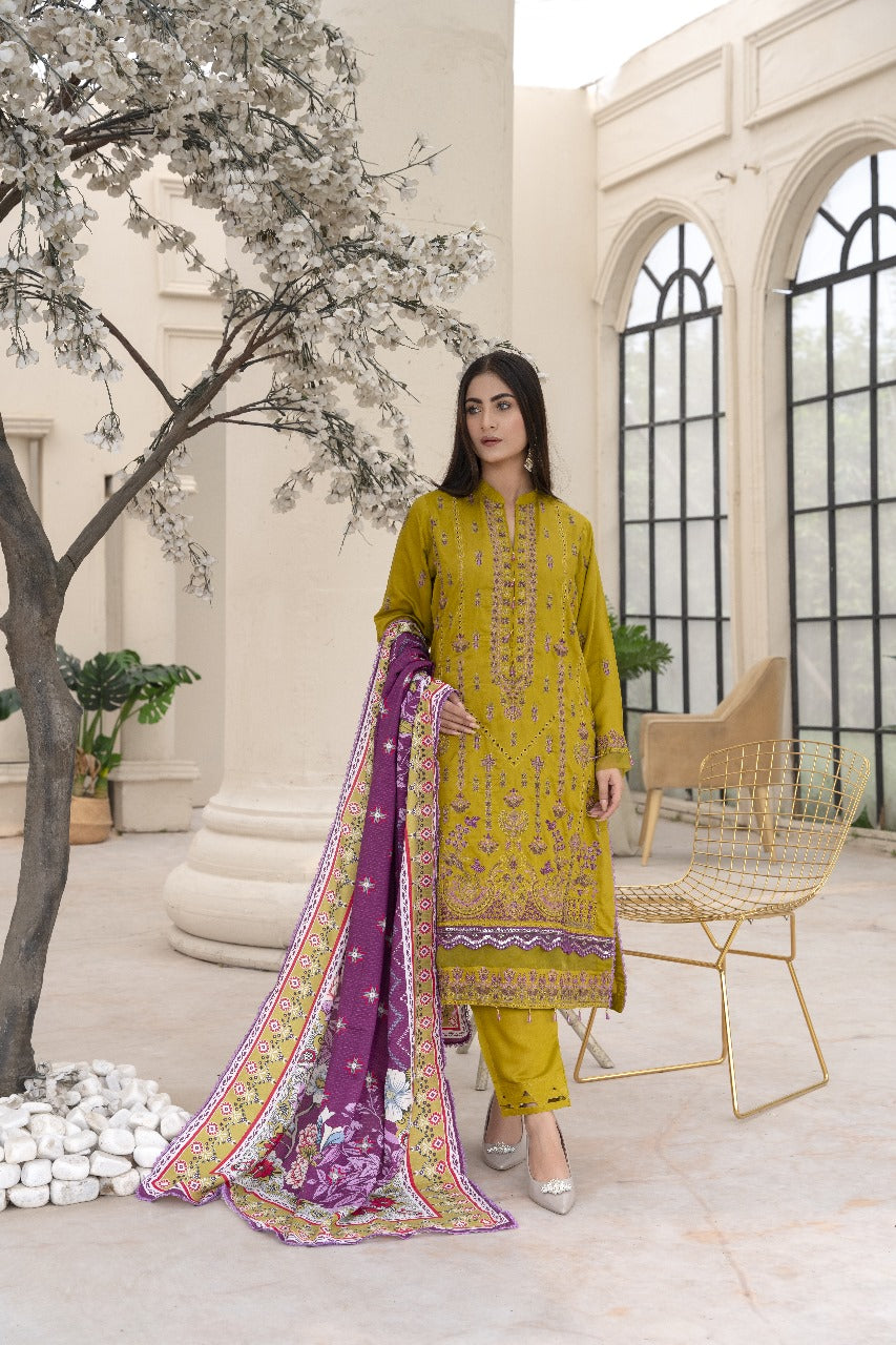 ZARMEEN &amp; EMAAN® Boring Viscose Embroidery  Unstitched l 3 PIECES