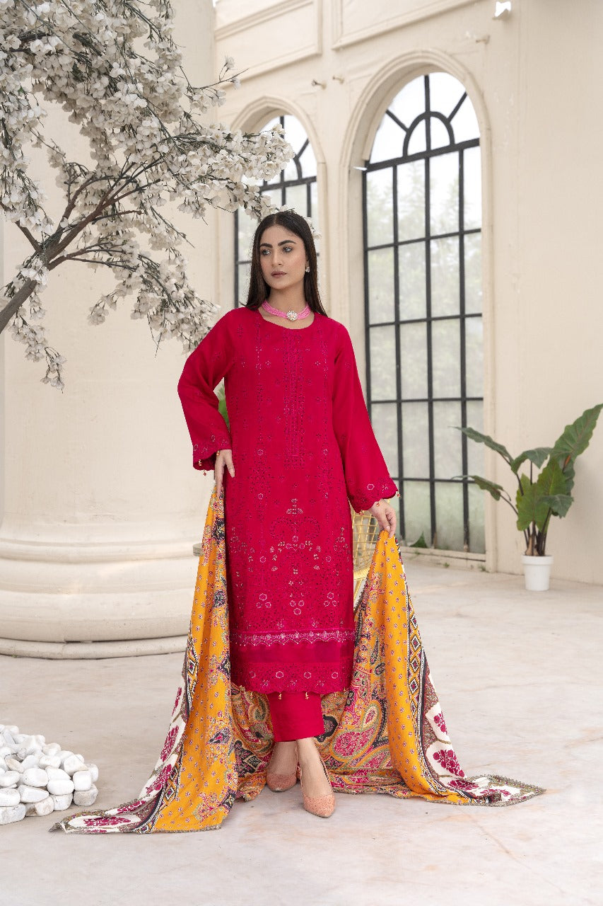 ZARMEEN &amp; EMAAN® Boring Viscose Embroidery  Unstitched l 3 PIECES