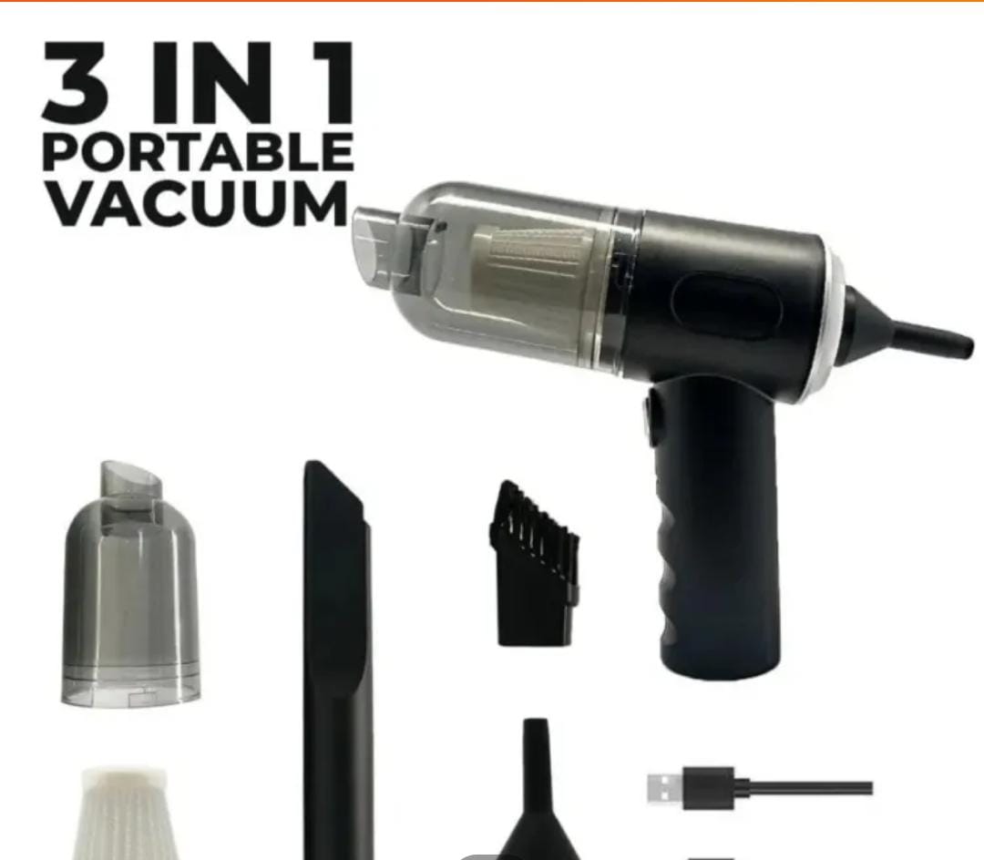 3 In 1 Portable Vacuum Cleaner Duster Blower Air Pump Wireless Hand-Held Cleaning For Car Home