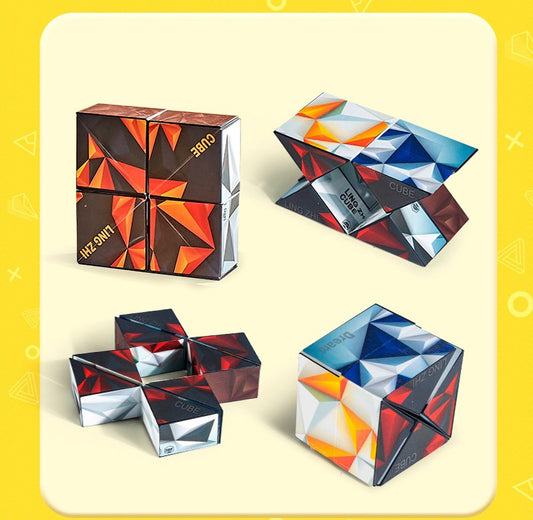 3D Geometric Cubic Toys Infinite Reversible Magic Cube Anti Stress Hand Flip Puzzle Game