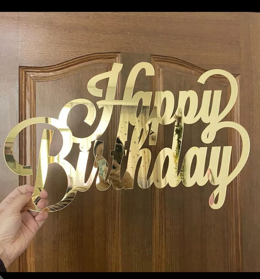 Acrylic Mirror Happy Birthday Sign Wall Or Furniture Decoration Sticker