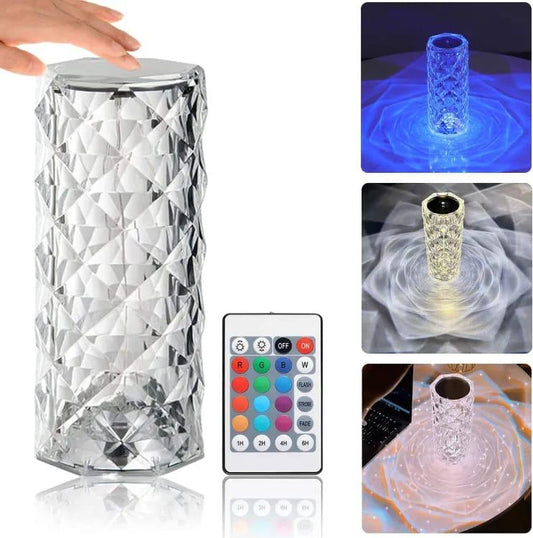 16 Colors Diamond Rose Crystal Lamp Bedside Acrylic  Table Lamp | Led Touch Lamp With Remote