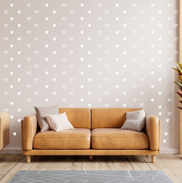 90 Heart Shaped Stickers Line Art For Wall Decoration | Heart Patterns | 1.9inch each