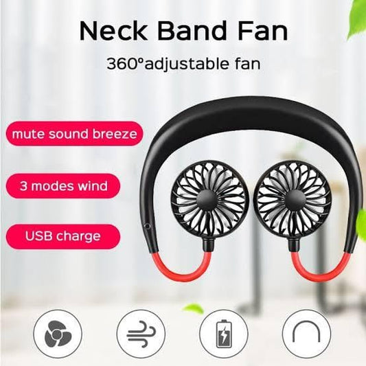 Mini Neck fan with 7 wings , Portable Wearable USB Rechargeable Personal Neckband Fan, Cooler with 3 Speed,360 Degrees Free Rotation for Indoor Outdoor (random color)