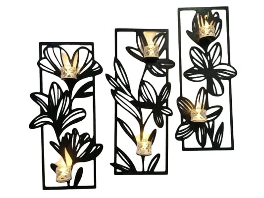 3 pec set Flowers candle holder  Wall decorations MDF material