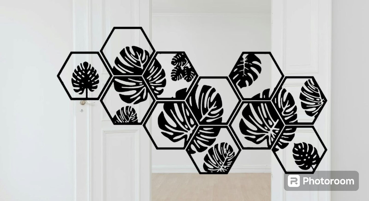 11 pec in set Hexagon leafs art Wall decorations Room decoration Wall hanging  MDF material , Room Decoration, Suitable For Home Living Room Bedroom