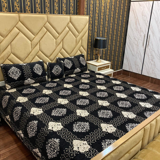 4 Pcs Set Velvet jacquard Bedsheet🤩