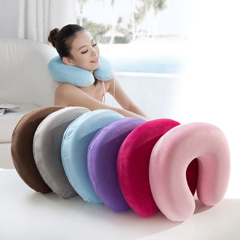 Travel Neck Pillow With Packing (Random Colors)