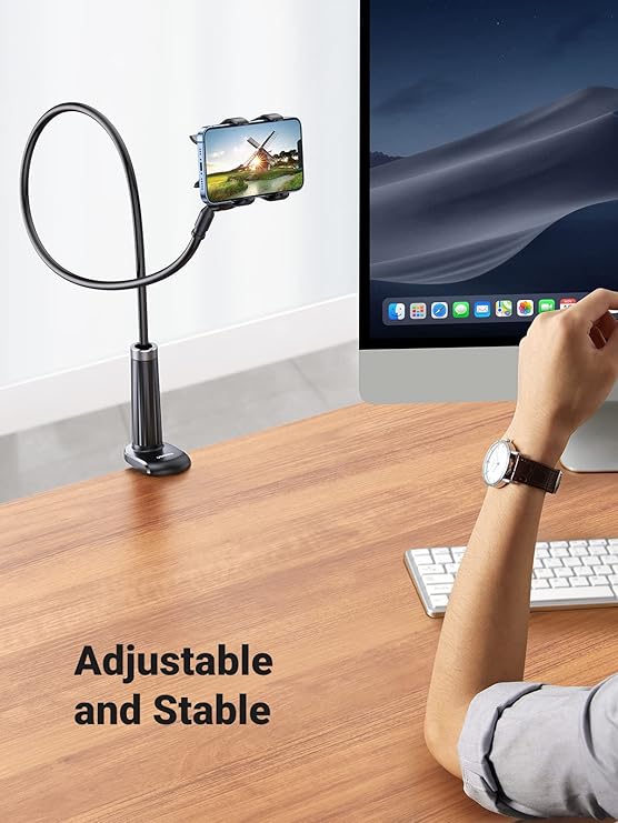 Phone Holder 360 Adjustable Lazy Holder Mount Clamp With Sturdy Flexible Long Arm (black)