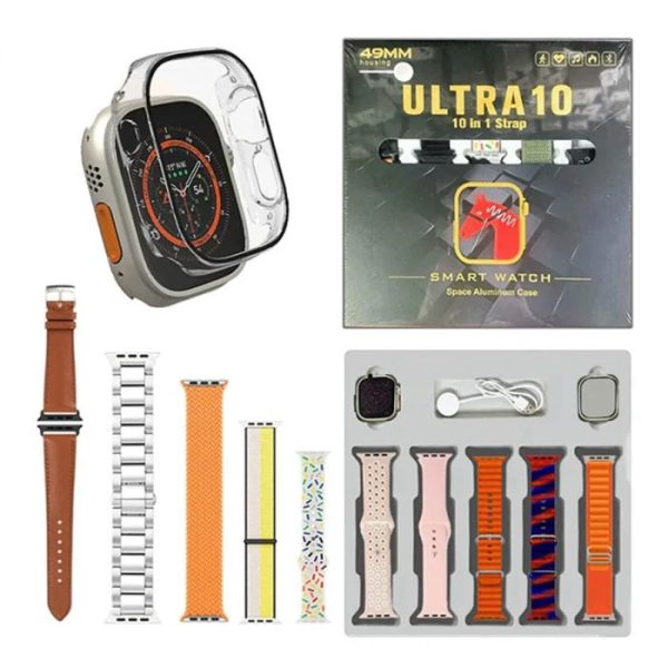 Ultra 10 Smart Watch | 10 In 1 Straps+jelly Case | Super Hd Display 49mm | Multi Color Straps & Wireless Charging